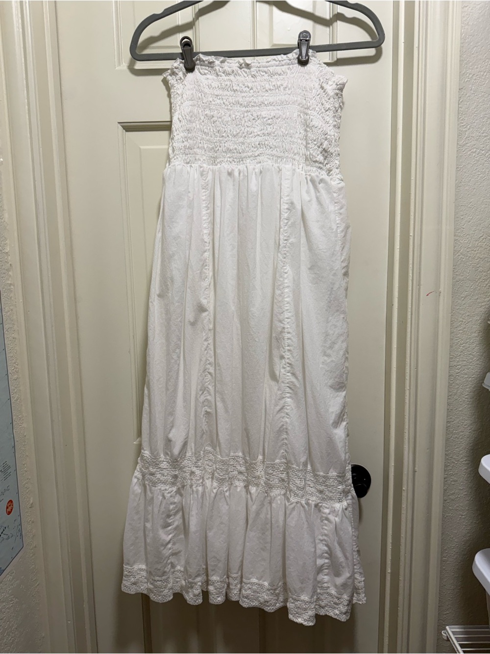 Kimchi Blue White Smocked Strapless Dress - Picture 3 of 6